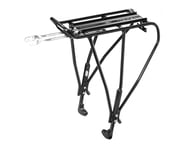 more-results: One-size-fits-all aluminum tubular rear rack equipped with adjustable legs to fit most