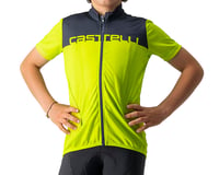 Castelli Neo Prologo Short Sleeve Youth Jersey (Electric Lime/Savile Blue) (Youth XL)