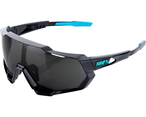 100% Speedtrap Sunglasses: Polished Black Graphic Frame with Black Mirror Lens,