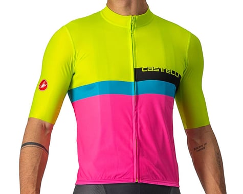 Castelli A Blocco Short Sleeve Jersey (Electric Lime/Black/Blue/Magenta)