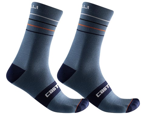 Castelli Endurance 15 Socks (Light Steel Blue/Pop Orange/White) (L/XL)