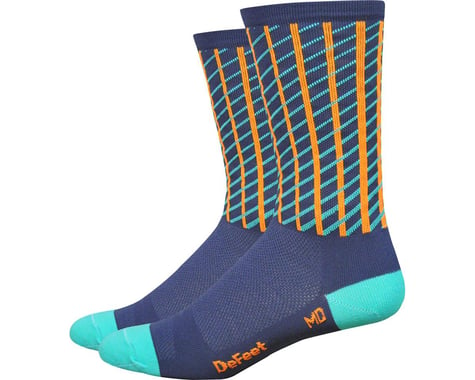 DeFeet Hi Rouleur Aireator Net Sock (Charcoal/Celeste Blue/Orange)