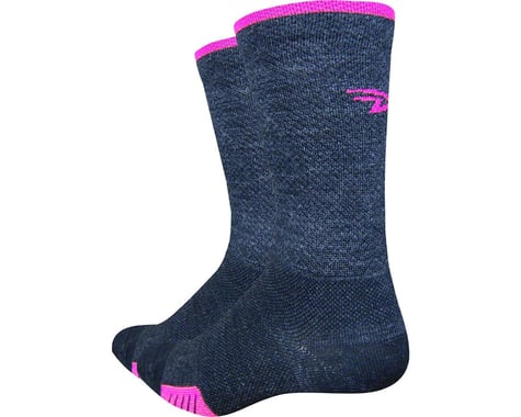 DeFeet Cyclismo Merino Wool 5" Sock (Charcoal/Hi-Vis Pink)