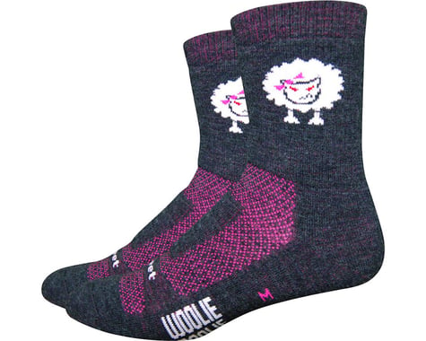 DeFeet Woolie Boolie 4" Baaad Sheep Sock (Charcoal/Neon Pink) (L)