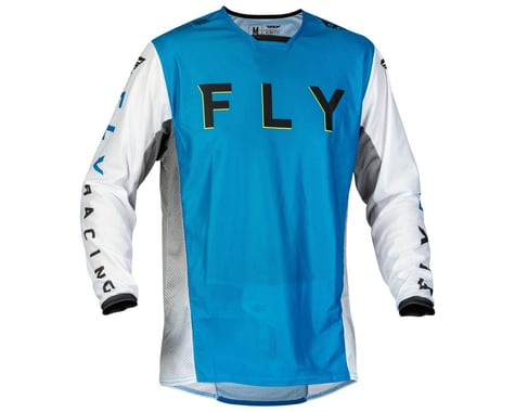Fly Racing Kinetic Mesh Kore Long Sleeve Jersey (Blue/White/Hi-Vis Yellow) (M)