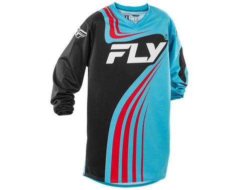 Fly Racing Youth F-16 Long Sleeve Jersey (Cyan/Black/Red) (Youth S)