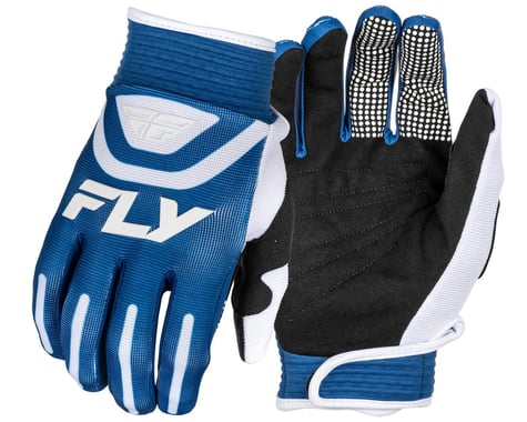 Fly Racing Youth F-16 Long Finger Gloves (Dark Blue/White) (Youth L)