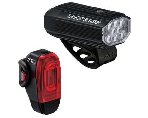 Lezyne Lite Drive 1200+/KTV Drive Pro+ Headlight & Taillight Set (Black)