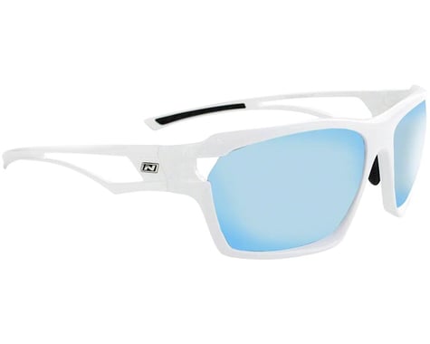 Optic Nerve Variant Sunglasses (Shiny White) (Smoke Blue Mirror Lens)