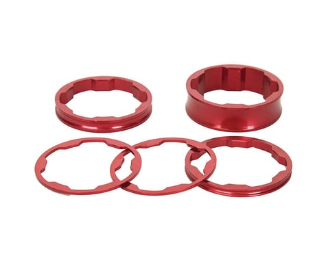 Promax 1-1/8" Stem Spacer Kit 10-5-3-1mm Spacers Red