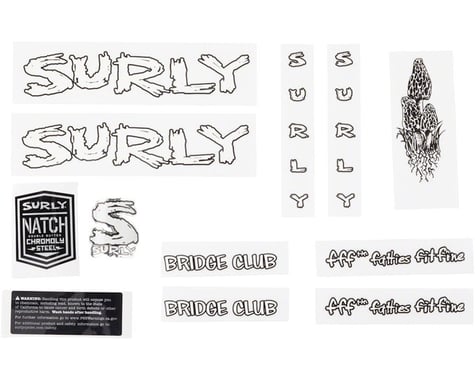 Surly Bridge Club Frame Decal Set (White w/ Mushrooms)