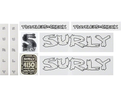 Surly Travelers Check Frame Decal Set with Headbadge: White