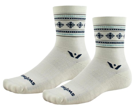 Swiftwick Vision Five Winter Socks (Cream Snowflake)