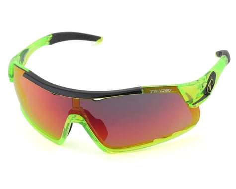 Tifosi Davos Sunglasses (Crystal Neon Green) (Clarion Red, AC Red & Clear Lenses)