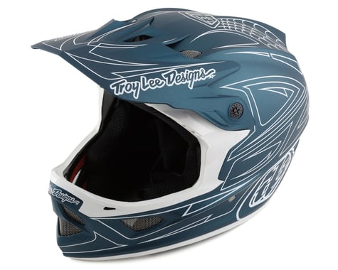 Troy Lee Designs D3 Fiberlite Full Face Helmet (Spiderstripe Blue) (L)