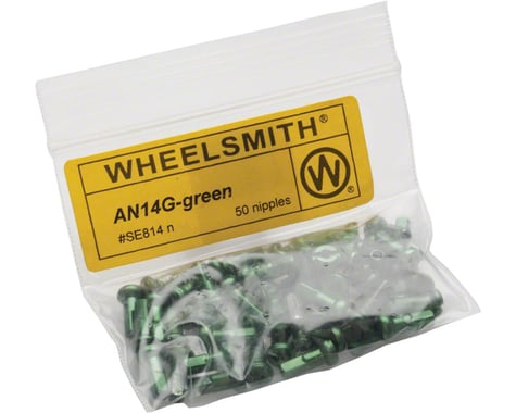 Wheelsmith 2.0 x 12mm Green Alloy Nipples, Bag of 50