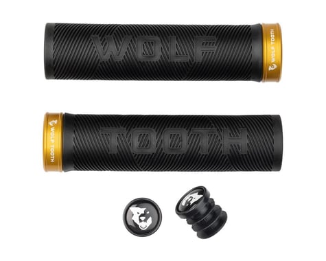 Wolf Tooth Components Echo Lock-On Grips (Black/Gold)